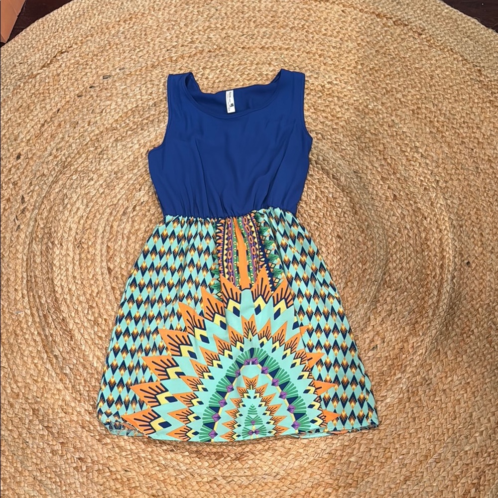 Vibrant Blue and Multicolor Summer Dress